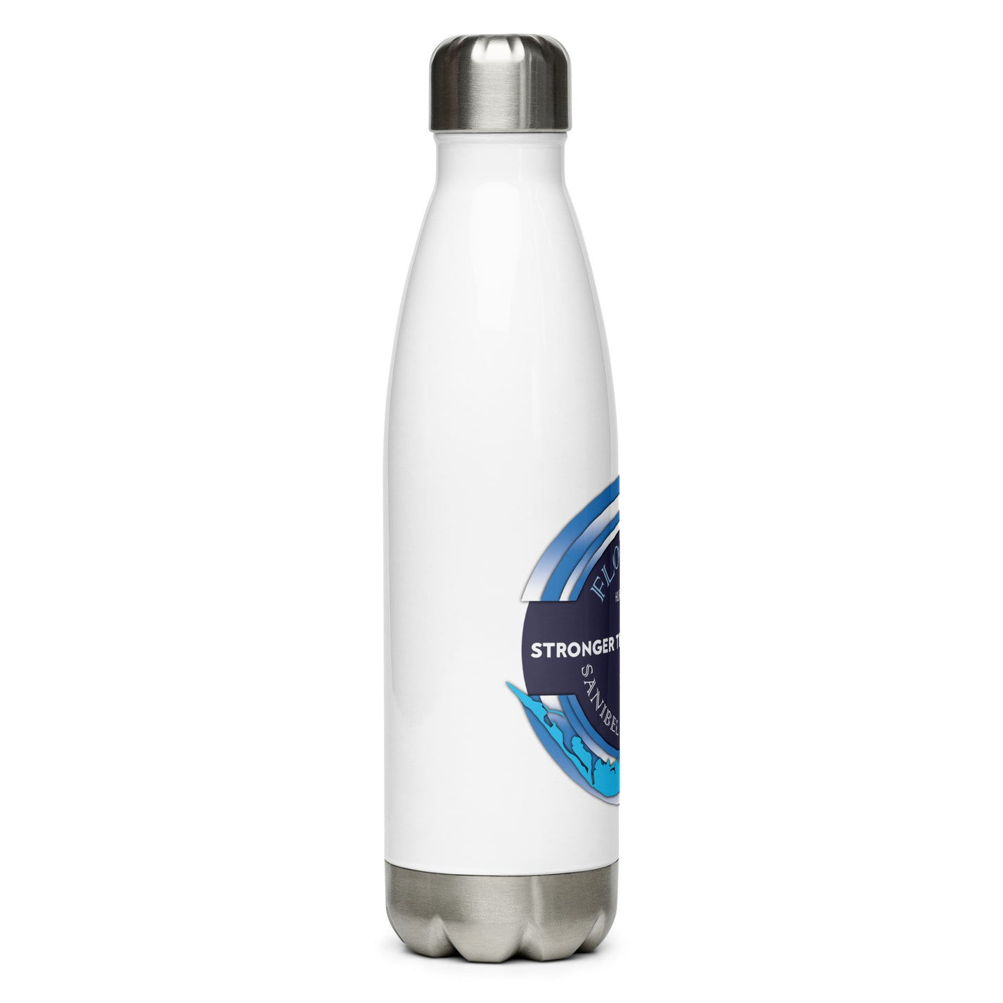 Sanibel Captiva Stronger Than The Storm Water Bottle - Blue Design