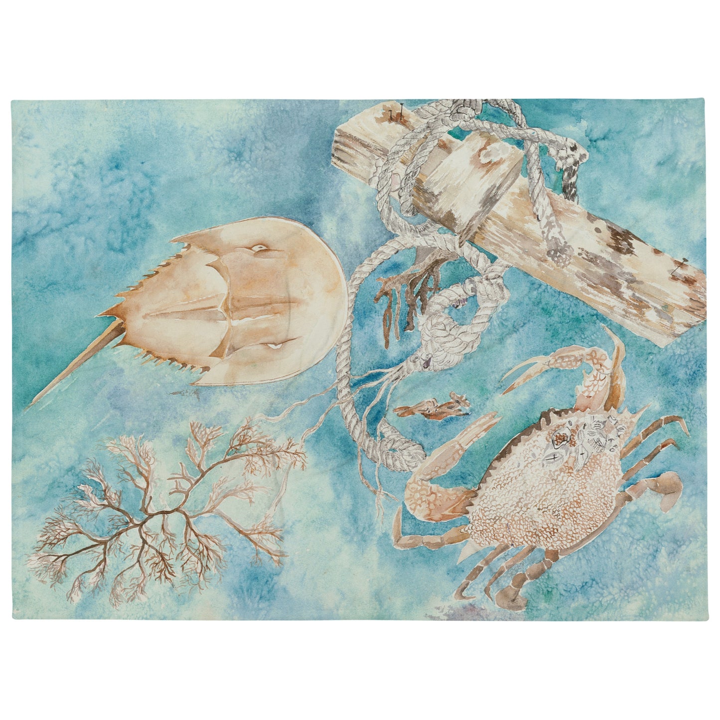 Sanibel Shallow Waters Watercolor Throw Blanket