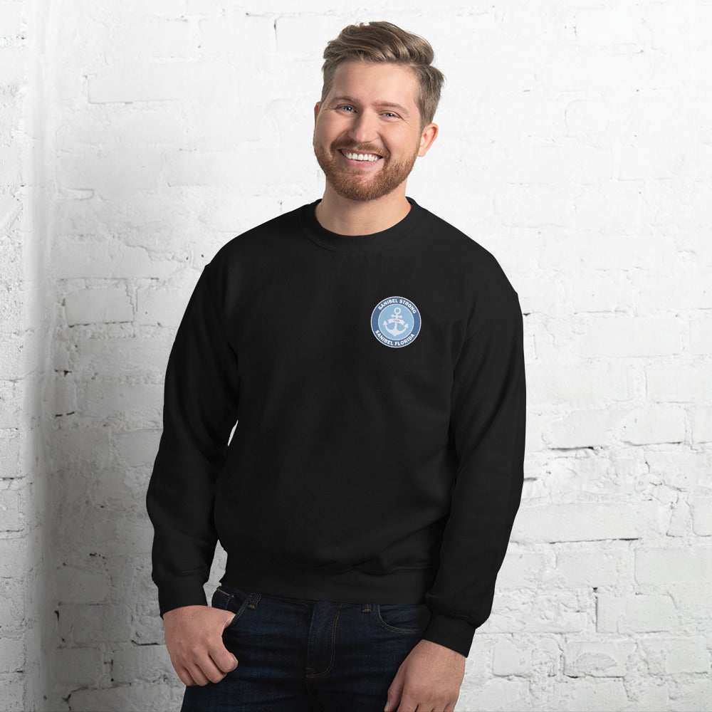 Sanibel Strong - Anchor - Unisex Sweatshirt - Sm design on front, Lg on back
