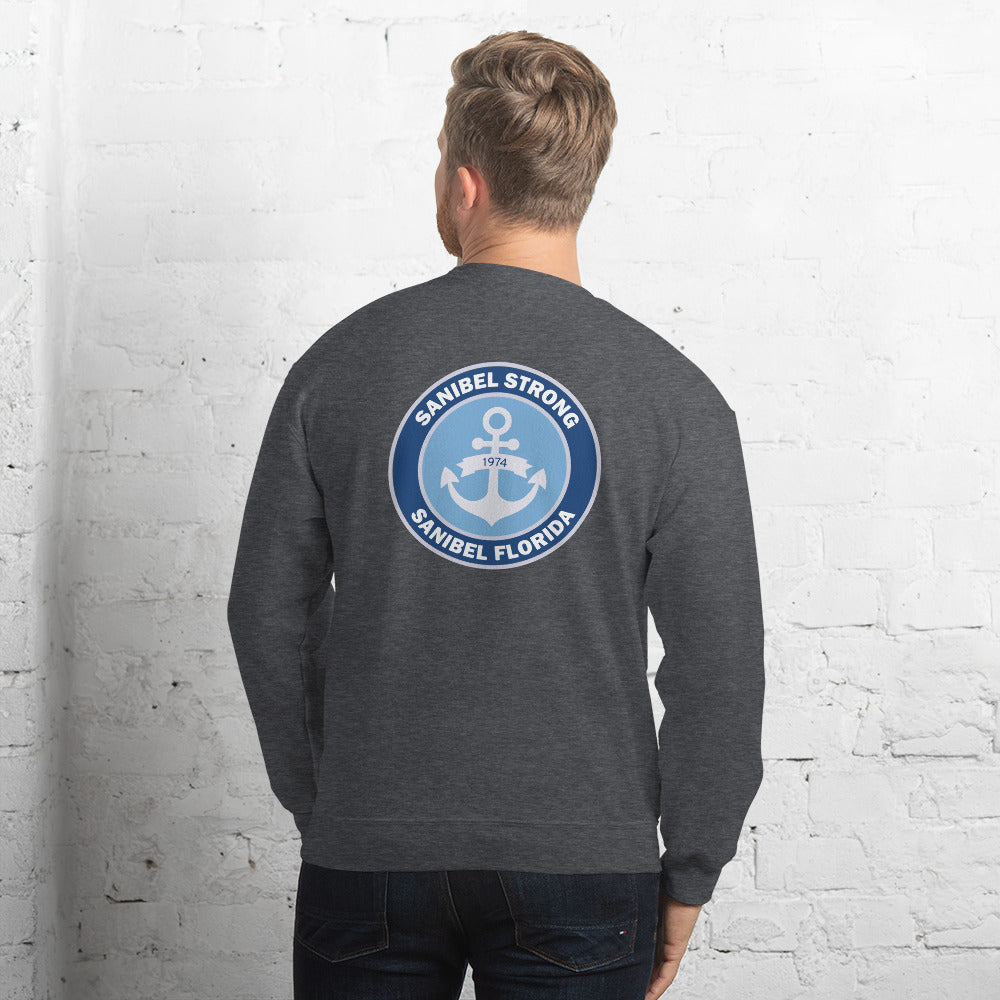 Sanibel Strong - Anchor - Unisex Sweatshirt - Sm design on front, Lg on back