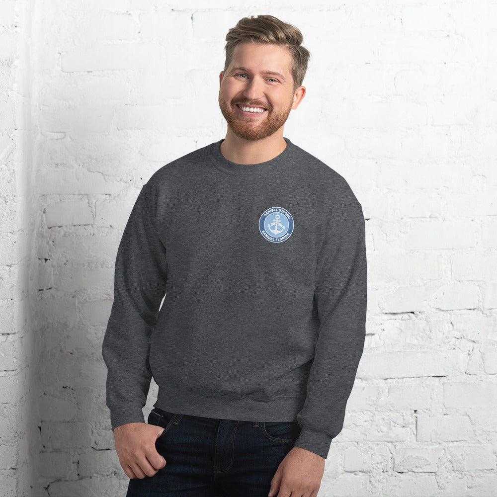 Sanibel Strong - Anchor - Unisex Sweatshirt - Sm design on front, Lg on back