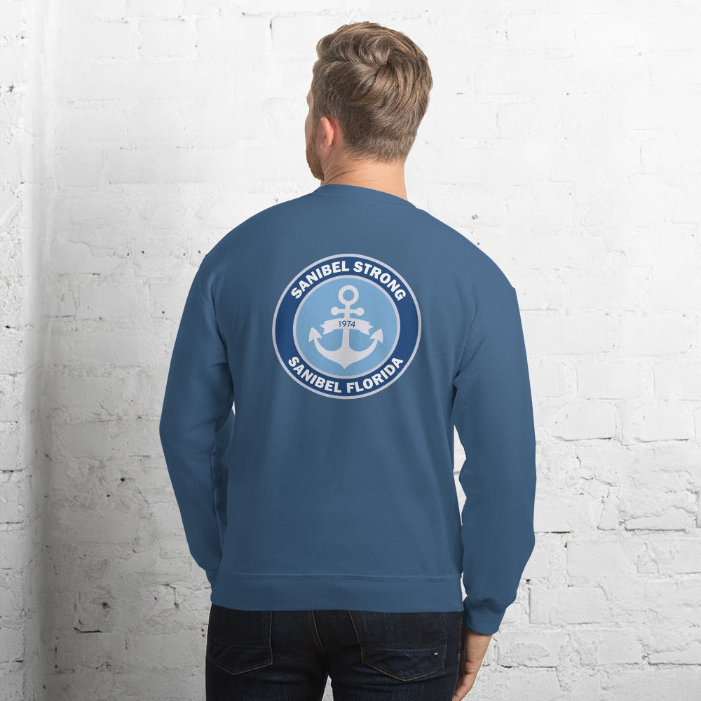 Sanibel Strong - Anchor - Unisex Sweatshirt - Sm design on front, Lg on back