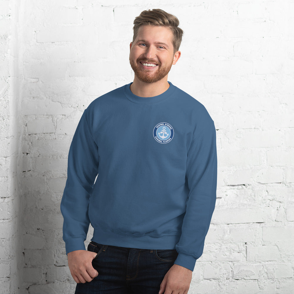 Sanibel Strong - Anchor - Unisex Sweatshirt - Sm design on front, Lg on back
