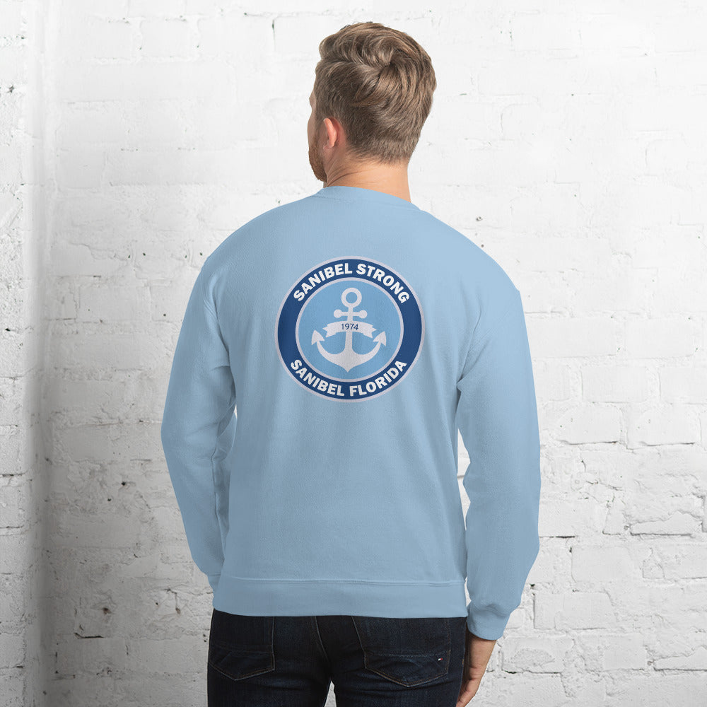 Sanibel Strong - Anchor - Unisex Sweatshirt - Sm design on front, Lg on back