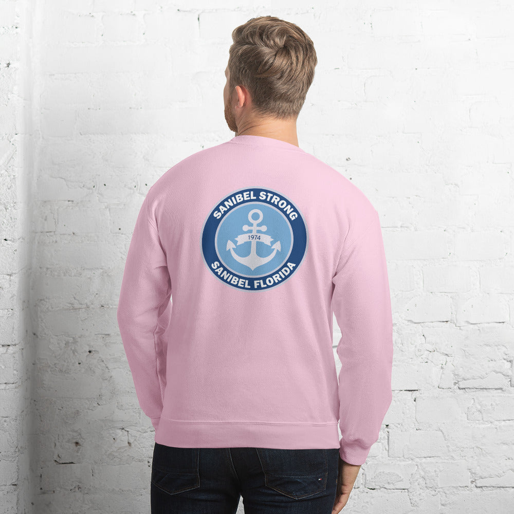 Sanibel Strong - Anchor - Unisex Sweatshirt - Sm design on front, Lg on back