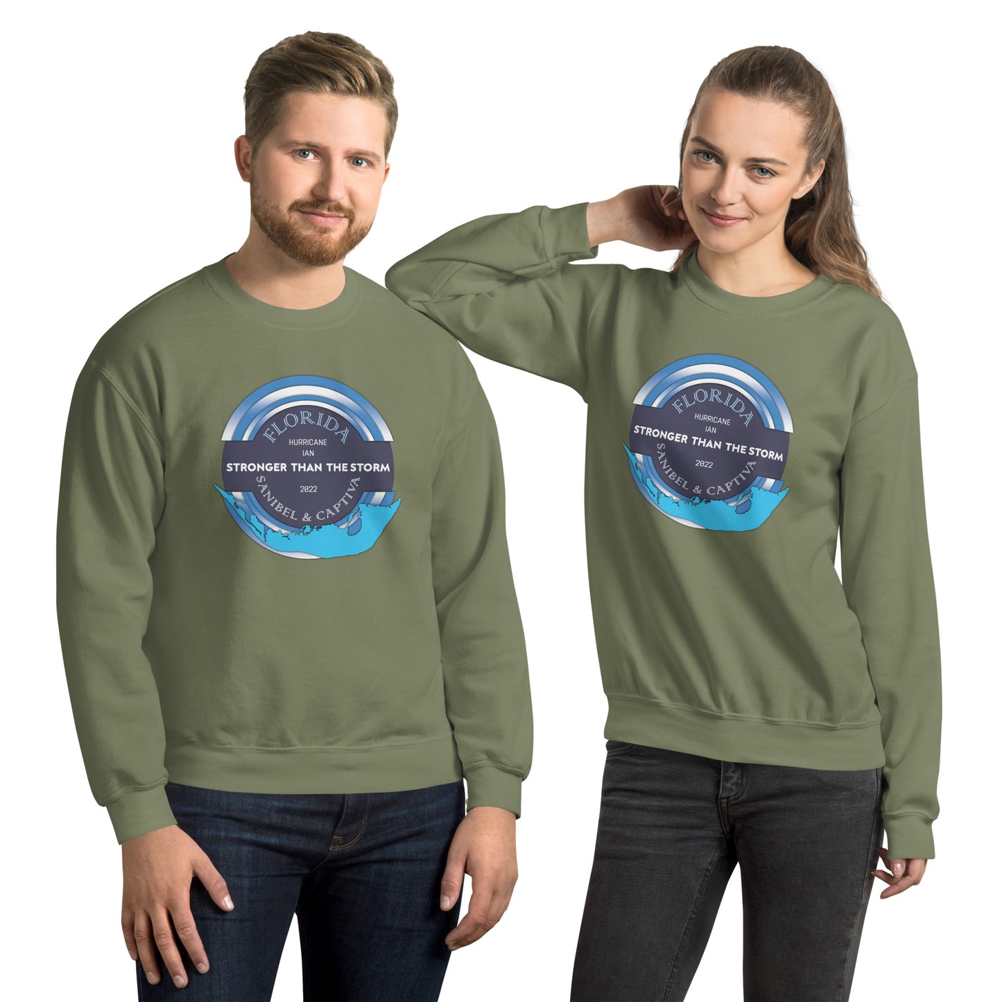 Sanibel Captiva Stronger Than The Storm Unisex Sweatshirt - Blue Design