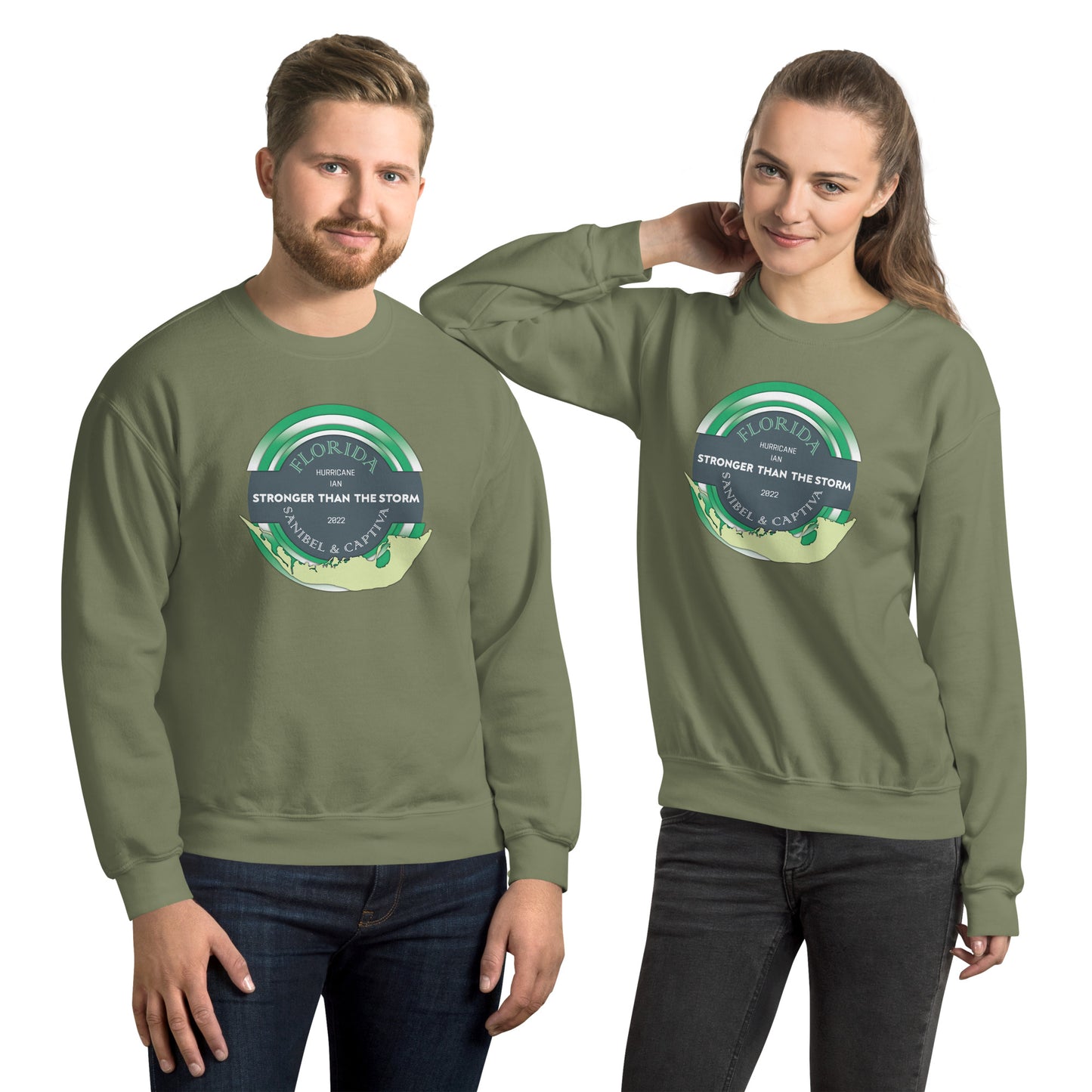 Sanibel Captiva Stronger Than The Storm Unisex Sweatshirt - True Green Design