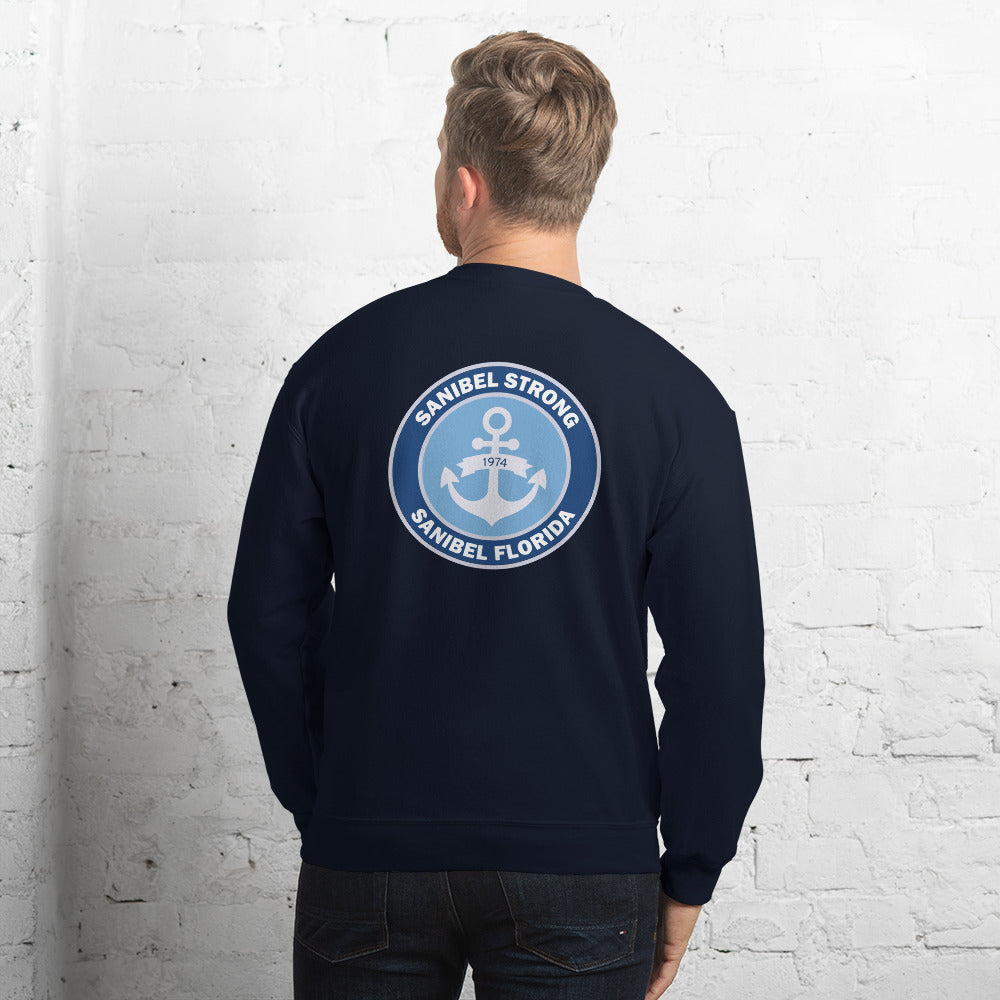 Sanibel Strong - Anchor - Unisex Sweatshirt - Sm design on front, Lg on back