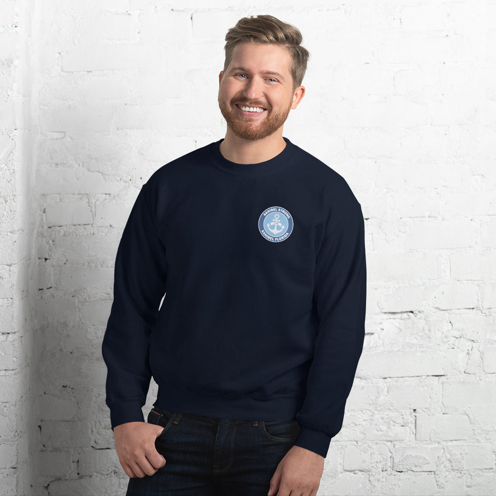 Sanibel Strong - Anchor - Unisex Sweatshirt - Sm design on front, Lg on back