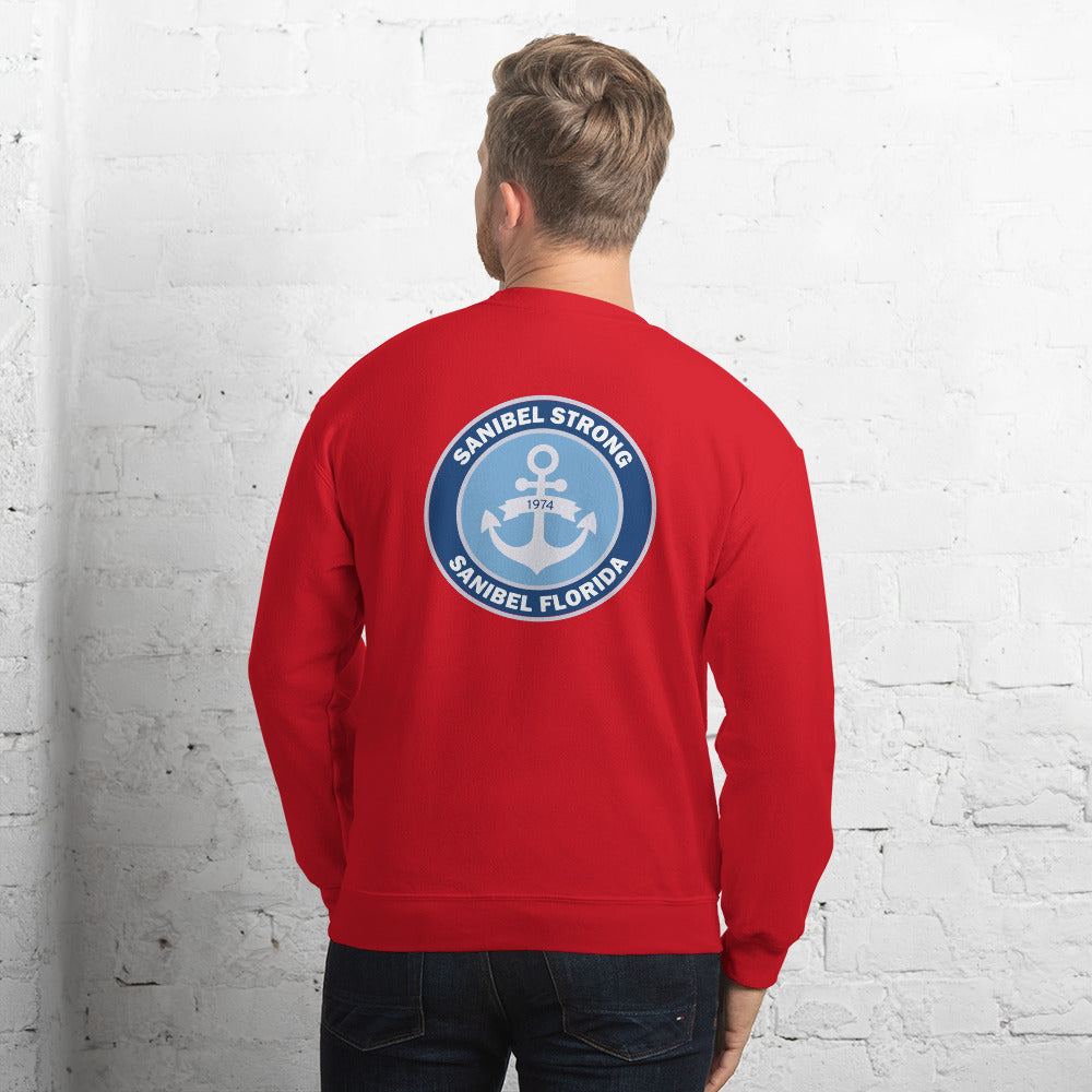 Sanibel Strong - Anchor - Unisex Sweatshirt - Sm design on front, Lg on back