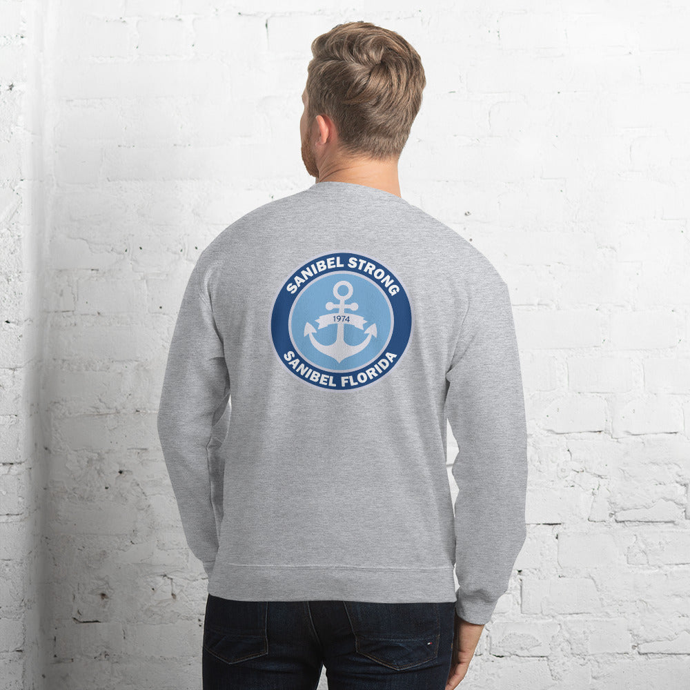 Sanibel Strong - Anchor - Unisex Sweatshirt - Sm design on front, Lg on back