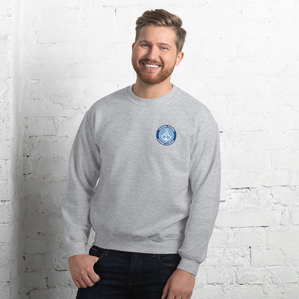 Sanibel Strong - Anchor - Unisex Sweatshirt - Sm design on front, Lg on back