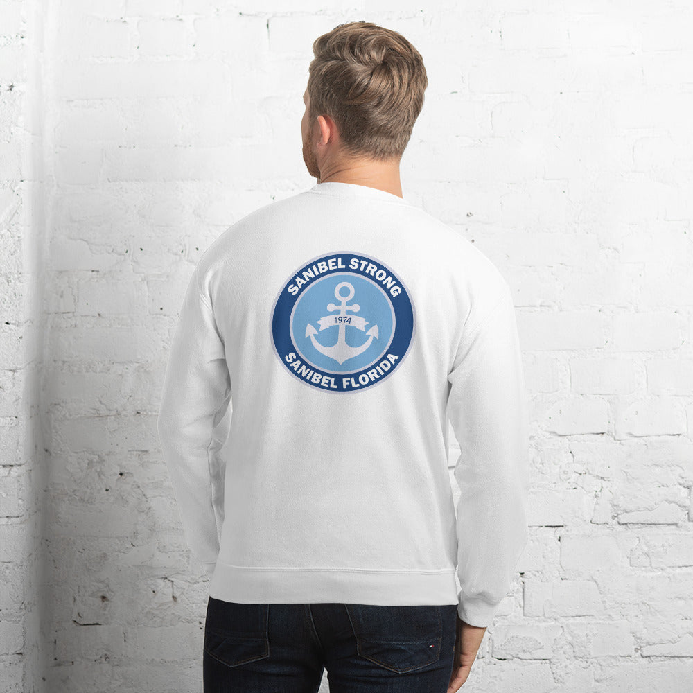 Sanibel Strong - Anchor - Unisex Sweatshirt - Sm design on front, Lg on back
