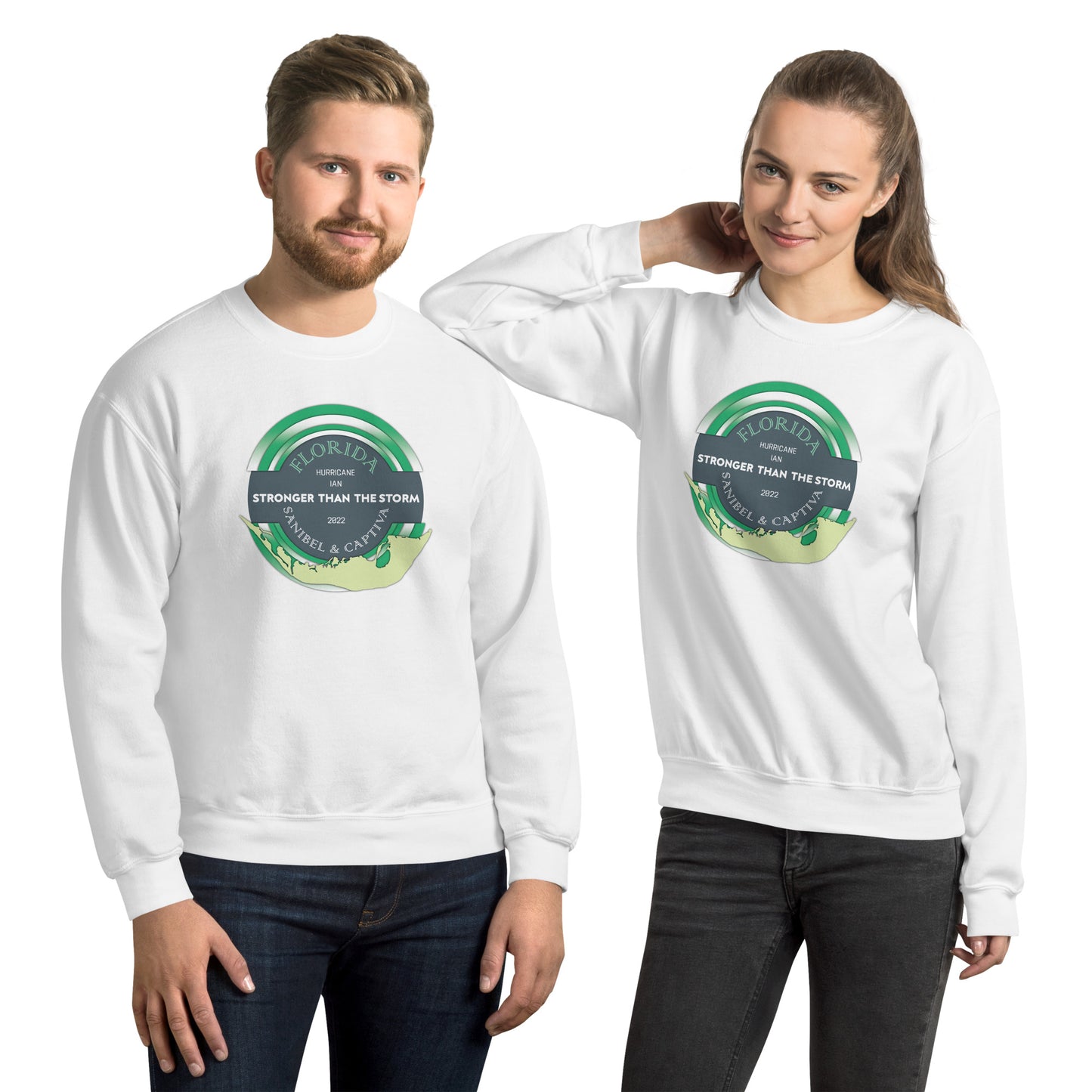 Sanibel Captiva Stronger Than The Storm Unisex Sweatshirt - True Green Design