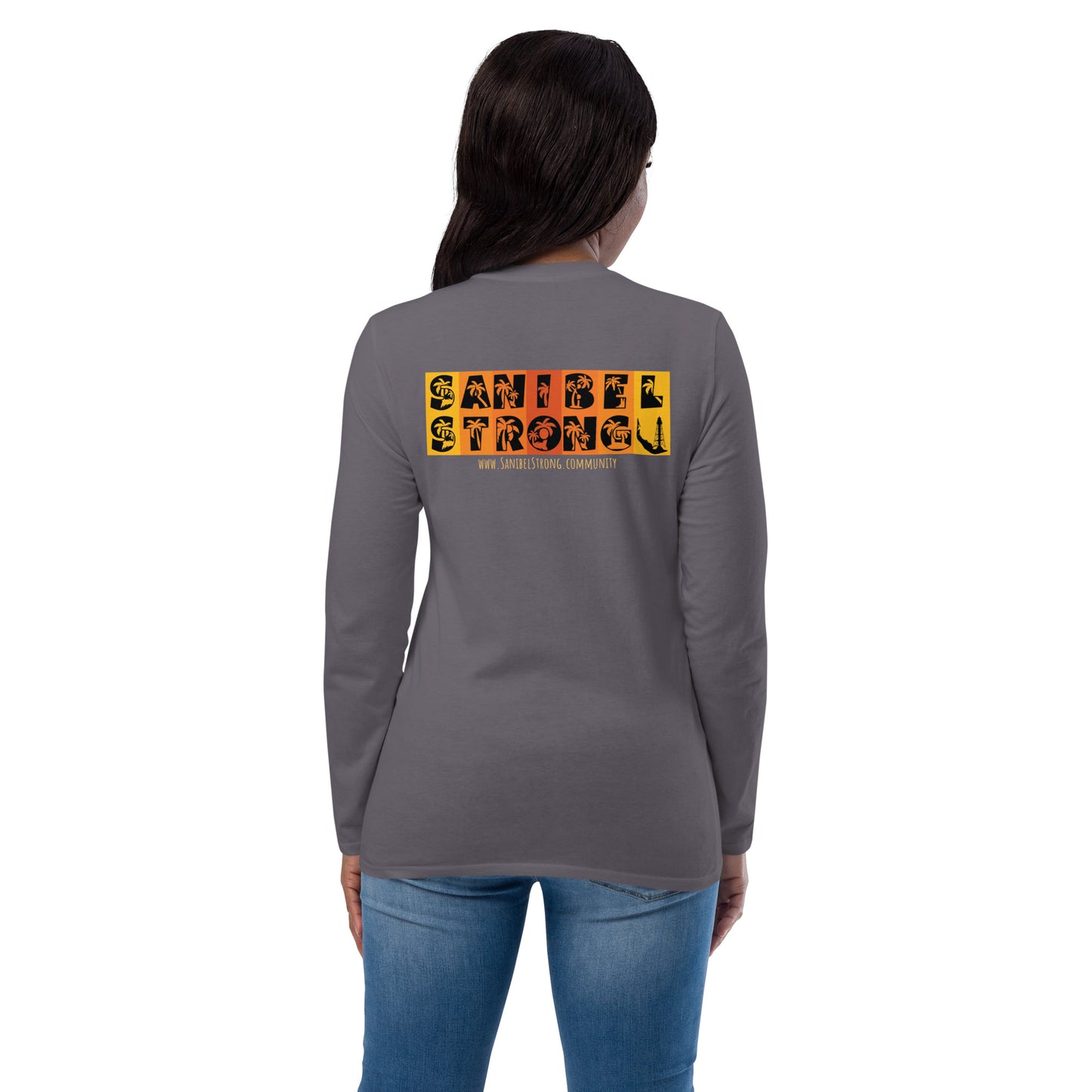 Sanibel Strong Long Sleeve Shirt - Palm Tree Lettering (2 sided design)