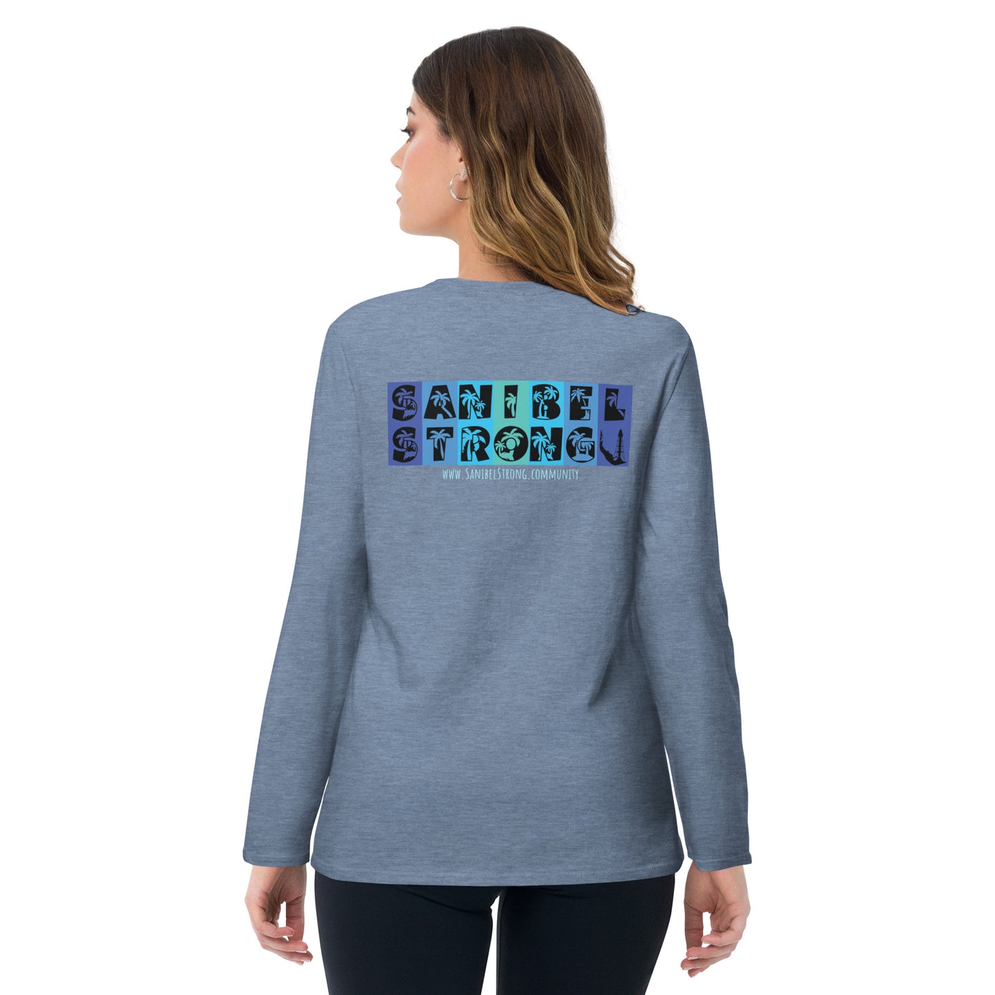 Sanibel Strong Long Sleeve Shirt - Palm Tree Lettering (2 sided design)