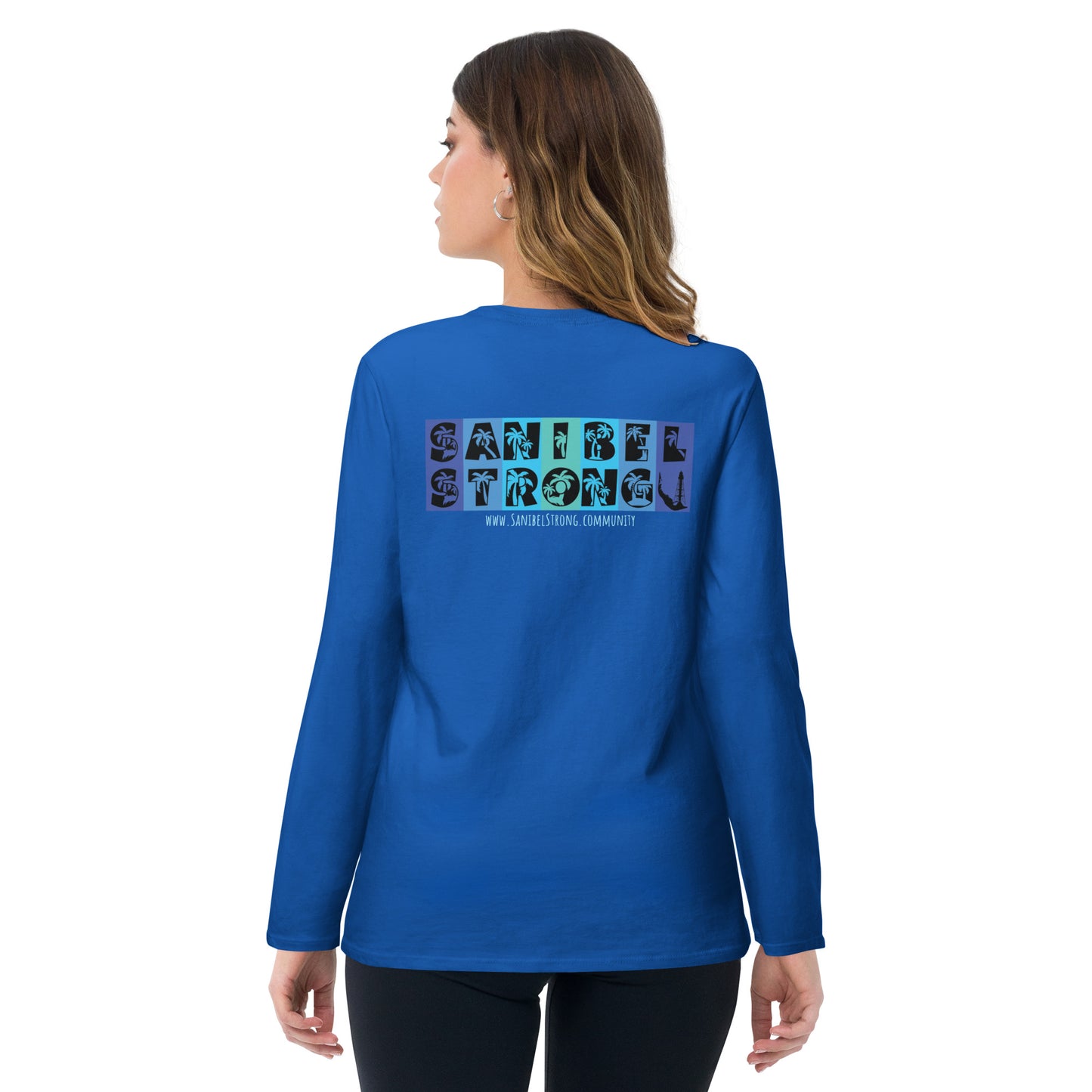 Sanibel Strong Long Sleeve Shirt - Palm Tree Lettering (2 sided design)