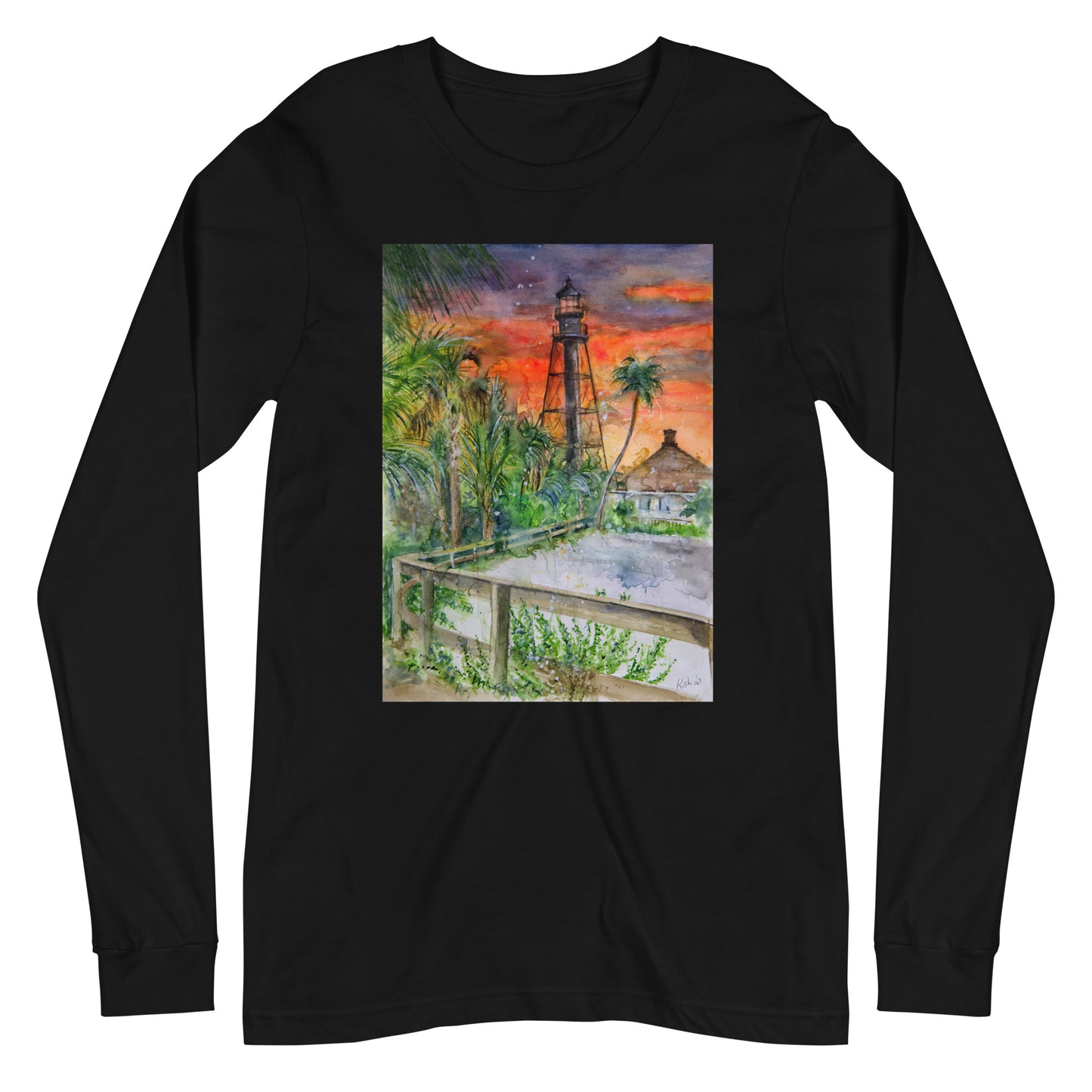 Sanibel Lighthouse Scott Kish Watercolor Unisex Long Sleeve Shirt