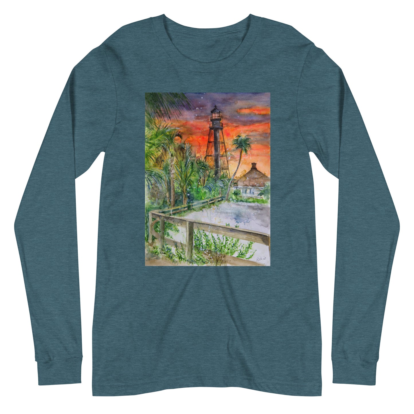 Sanibel Lighthouse Scott Kish Watercolor Unisex Long Sleeve Shirt