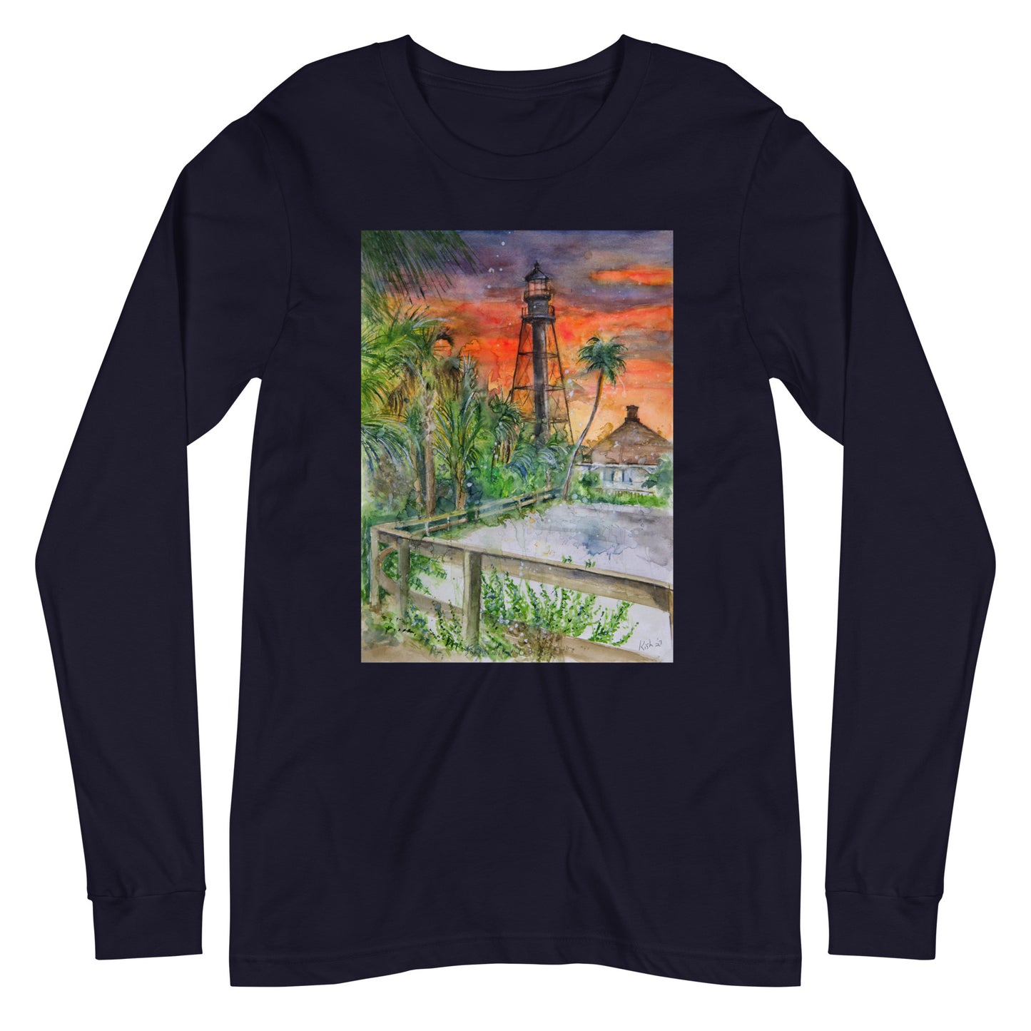 Sanibel Lighthouse Scott Kish Watercolor Unisex Long Sleeve Shirt