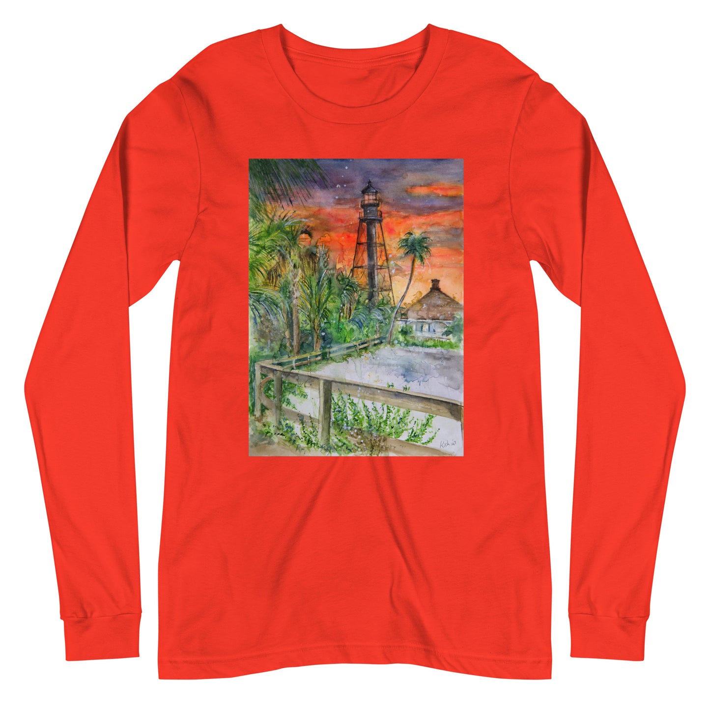 Sanibel Lighthouse Scott Kish Watercolor Unisex Long Sleeve Shirt