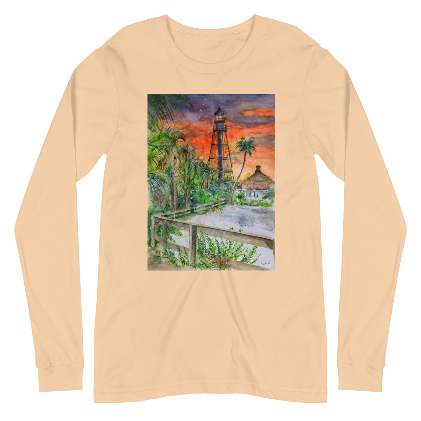 Sanibel Lighthouse Scott Kish Watercolor Unisex Long Sleeve Shirt