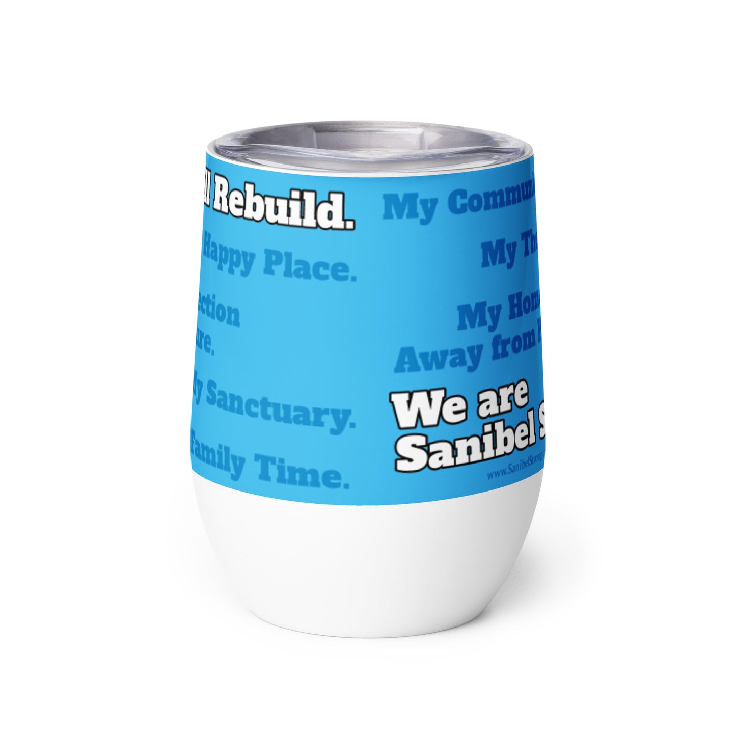 Blue Sanibel Strong Scott Kish Watercolor Wine Tumbler