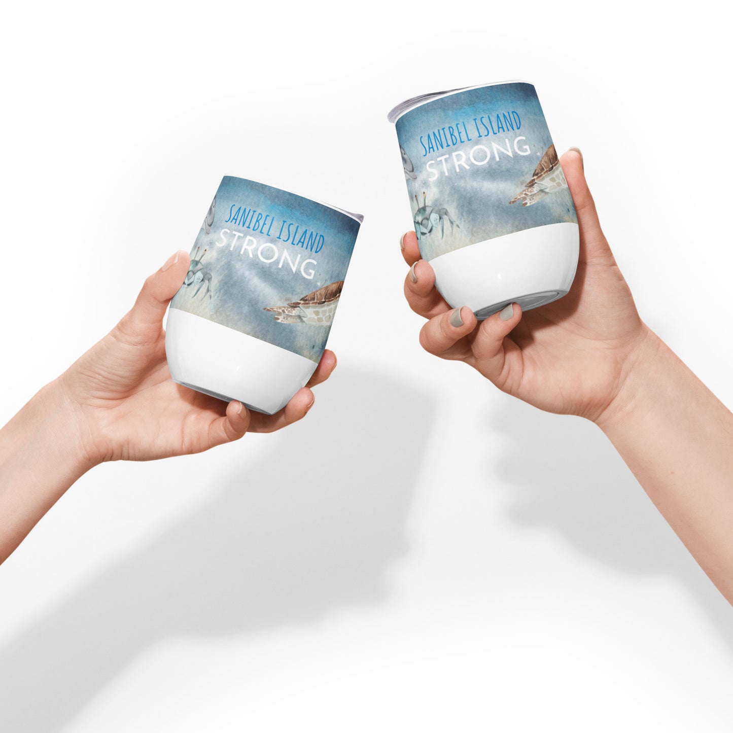 Sanibel Strong - Watercolor Sea Life - Wine Tumbler