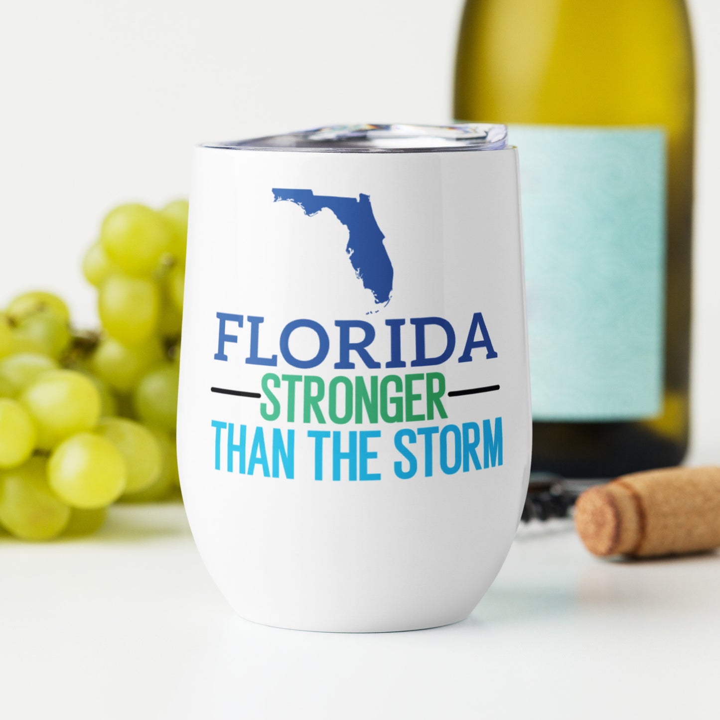 Florida Stronger Than The Storm Wine Tumbler