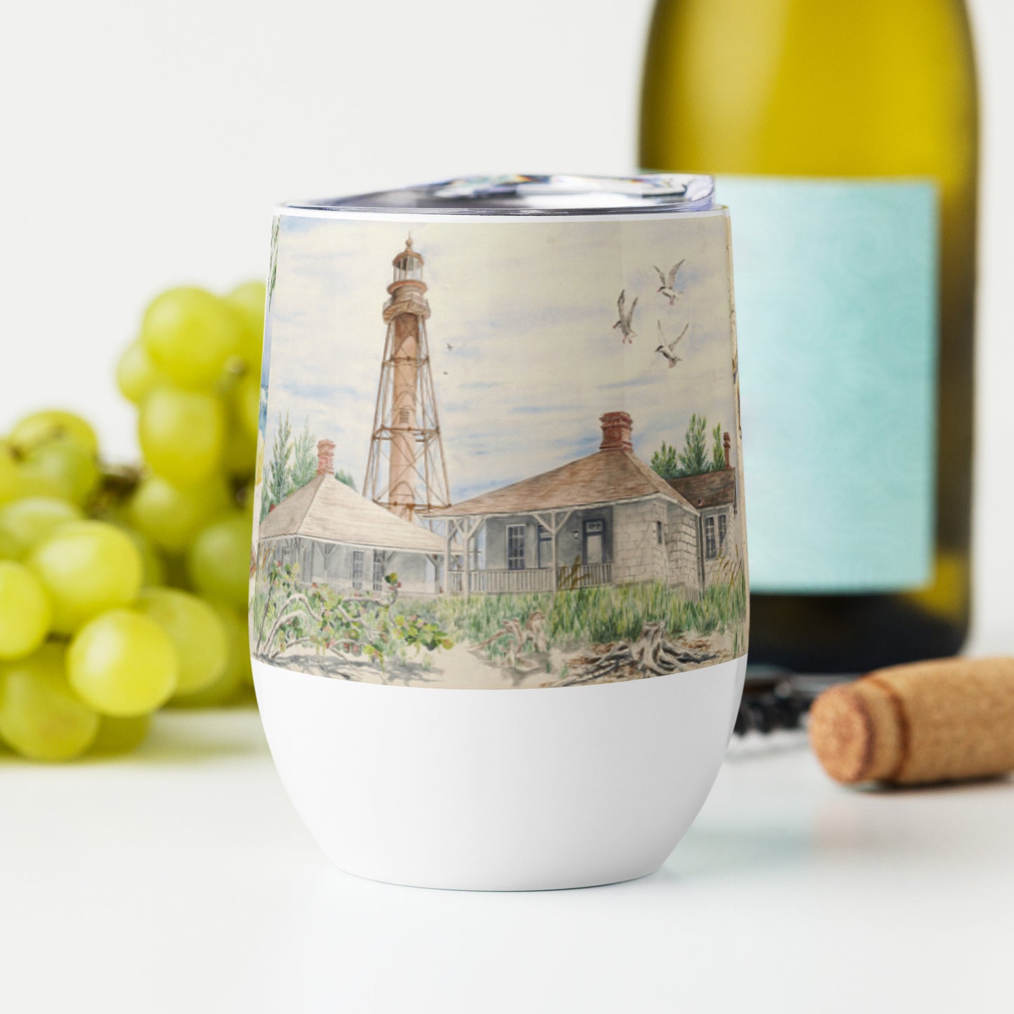 Sanibel Watercolor Wine Tumbler