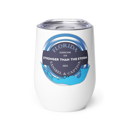 Sanibel Captiva Stronger Than The Storm Wine Tumbler - Blue Design