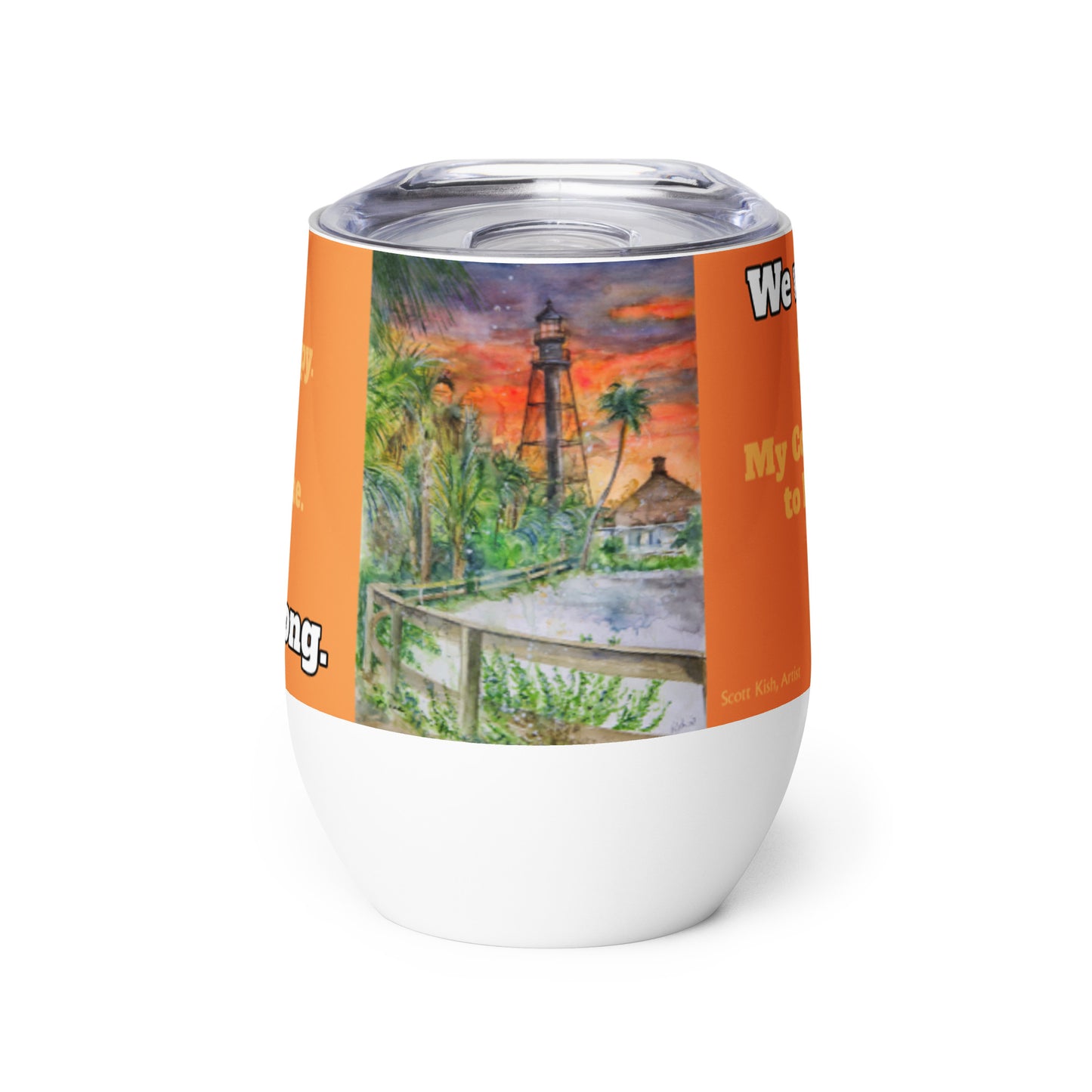 Orange Sanibel Strong Watercolor Scott Kish Wine Tumbler