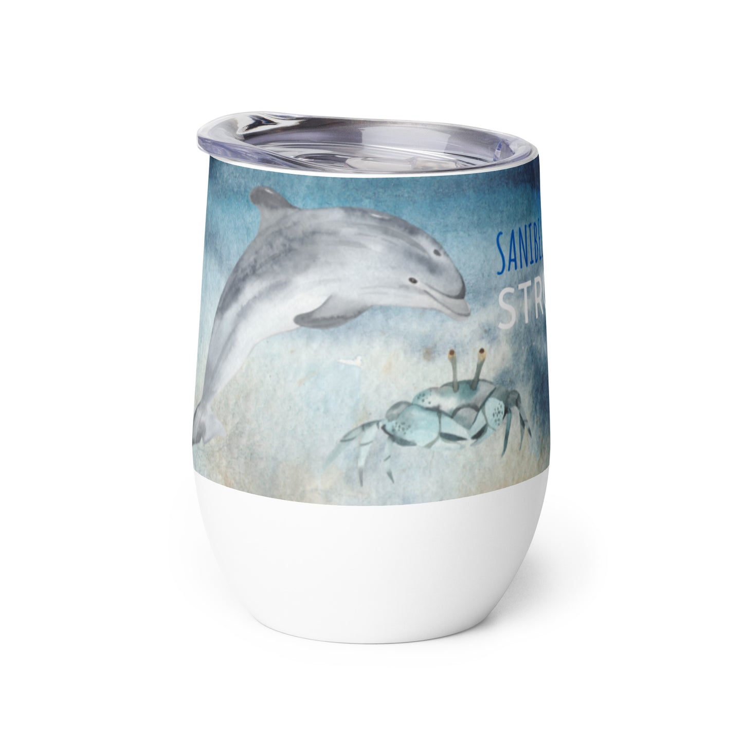 Sanibel Strong - Watercolor Sea Life - Wine Tumbler