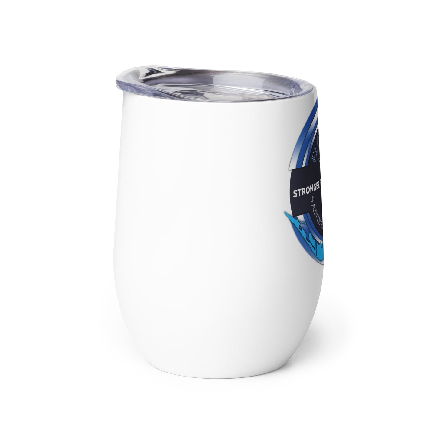 Sanibel Captiva Stronger Than The Storm Wine Tumbler - Blue Design