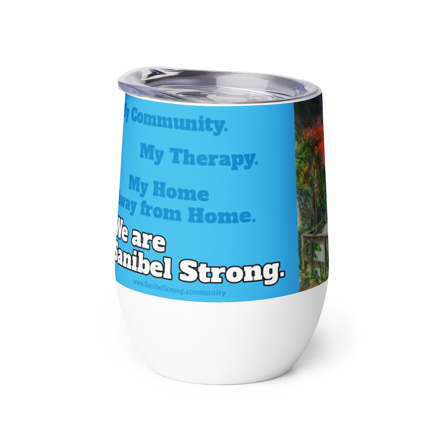 Blue Sanibel Strong Scott Kish Watercolor Wine Tumbler