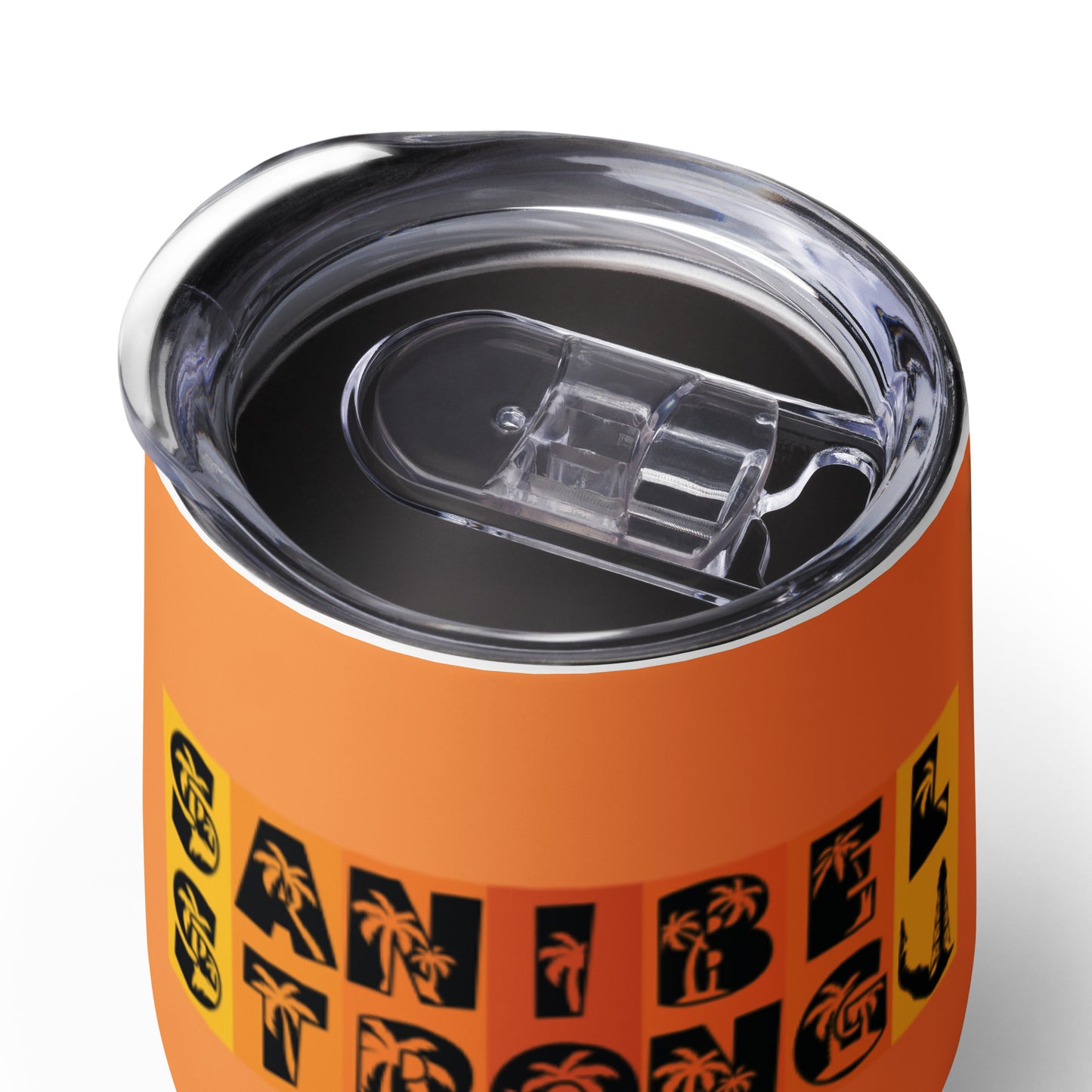 Sanibel Strong Wine Tumbler - Blue Design - Palm Tree Lettering