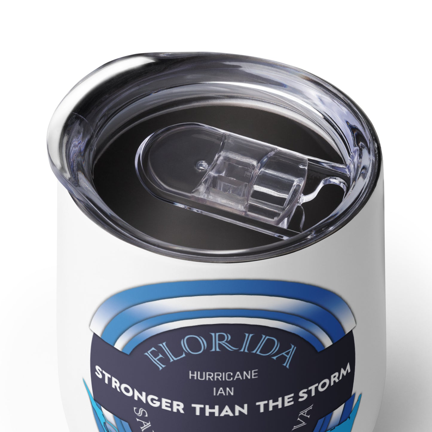 Sanibel Captiva Stronger Than The Storm Wine Tumbler - Blue Design