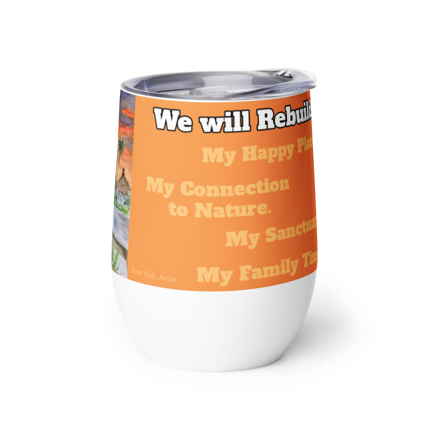 Orange Sanibel Strong Watercolor Scott Kish Wine Tumbler