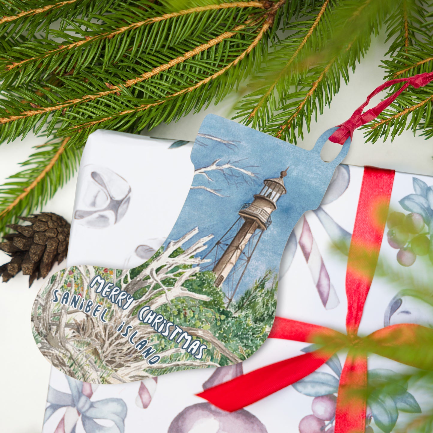 Sanibel Christmas Ornaments (all 6 shapes have Sanibel Lighthouse on front!)