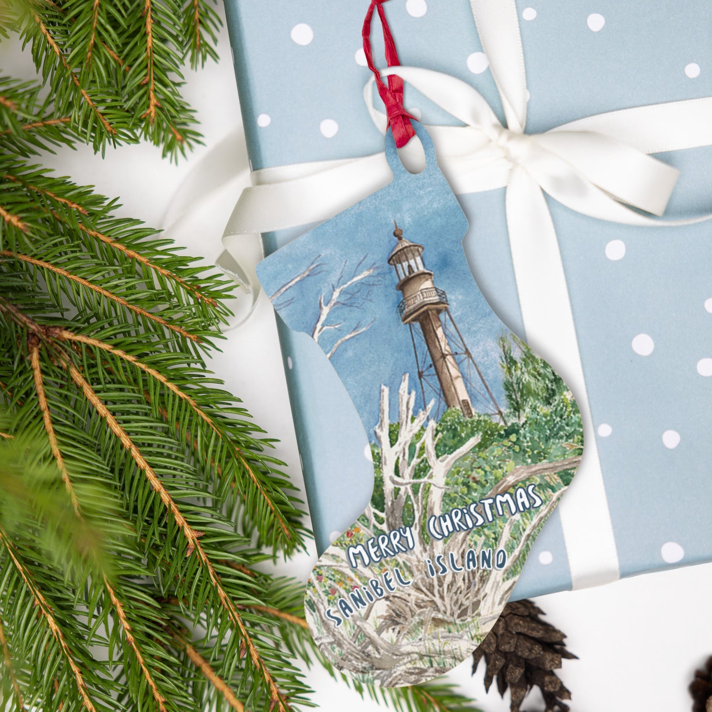 Sanibel Christmas Ornaments (all 6 shapes have Sanibel Lighthouse on front!)