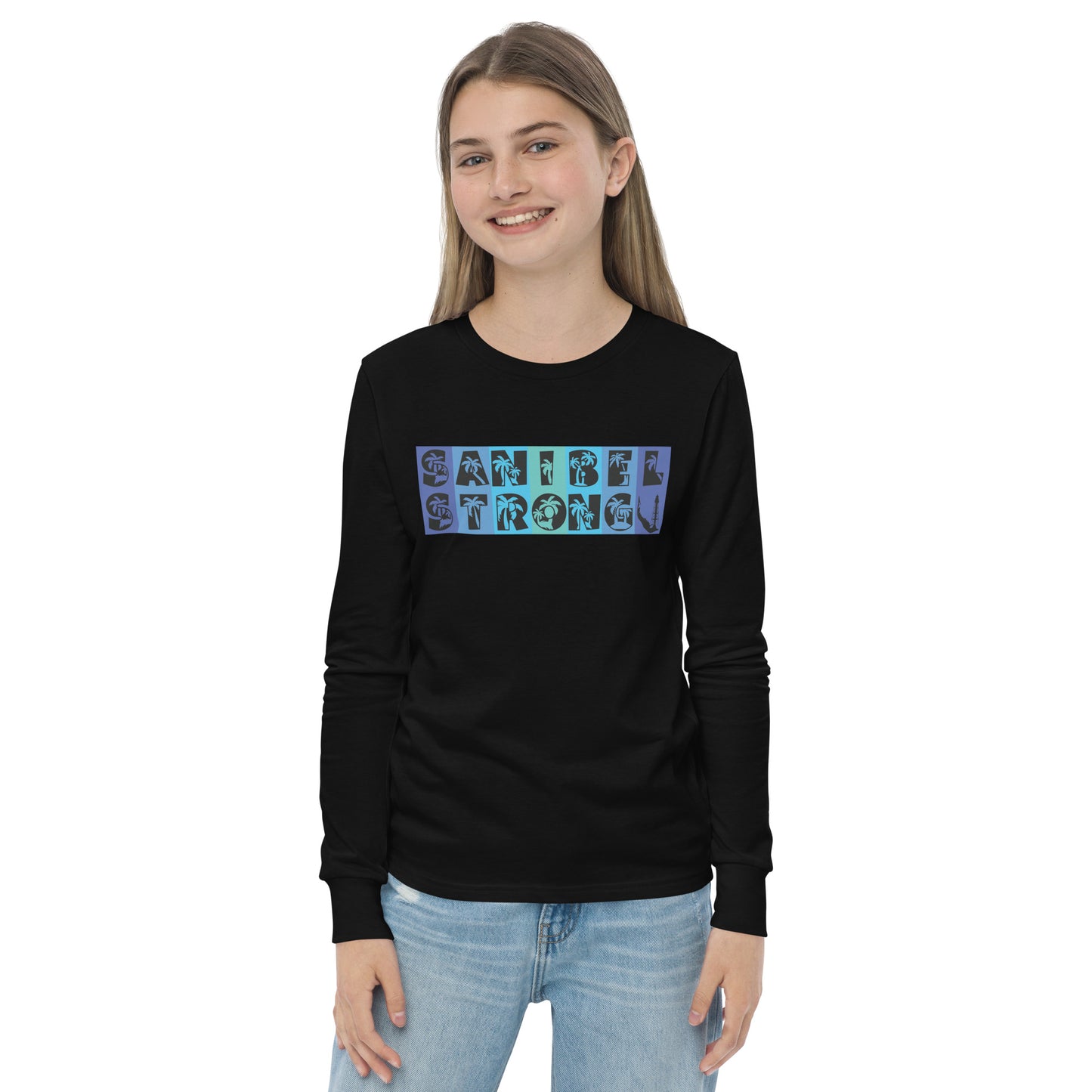 Sanibel Strong Youth Long Sleeve Shirt - Blue Design