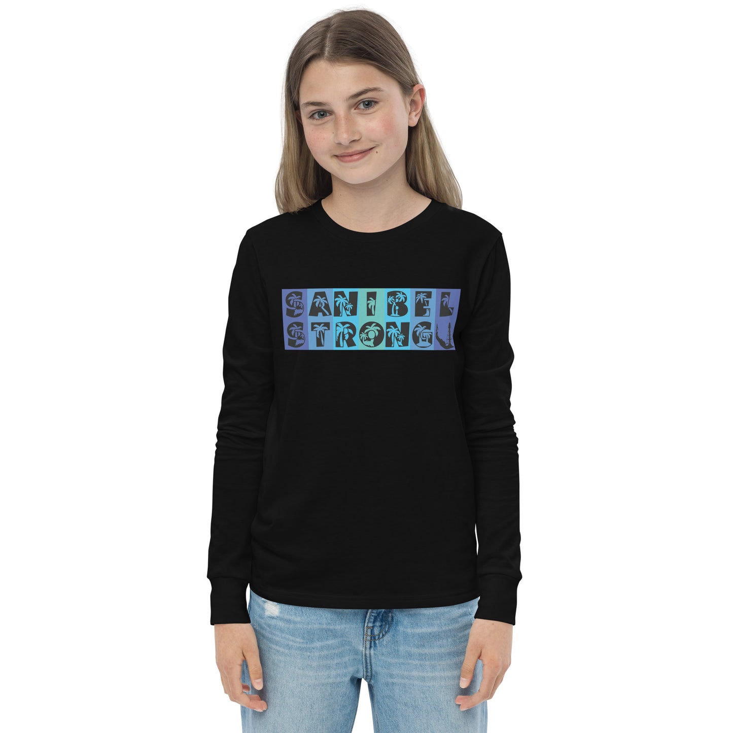Sanibel Strong Youth Long Sleeve Shirt - Blue Design