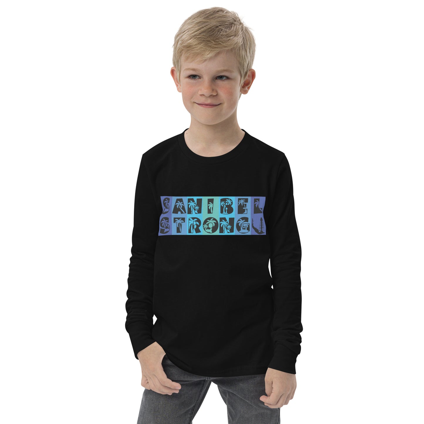 Sanibel Strong Youth Long Sleeve Shirt - Blue Design