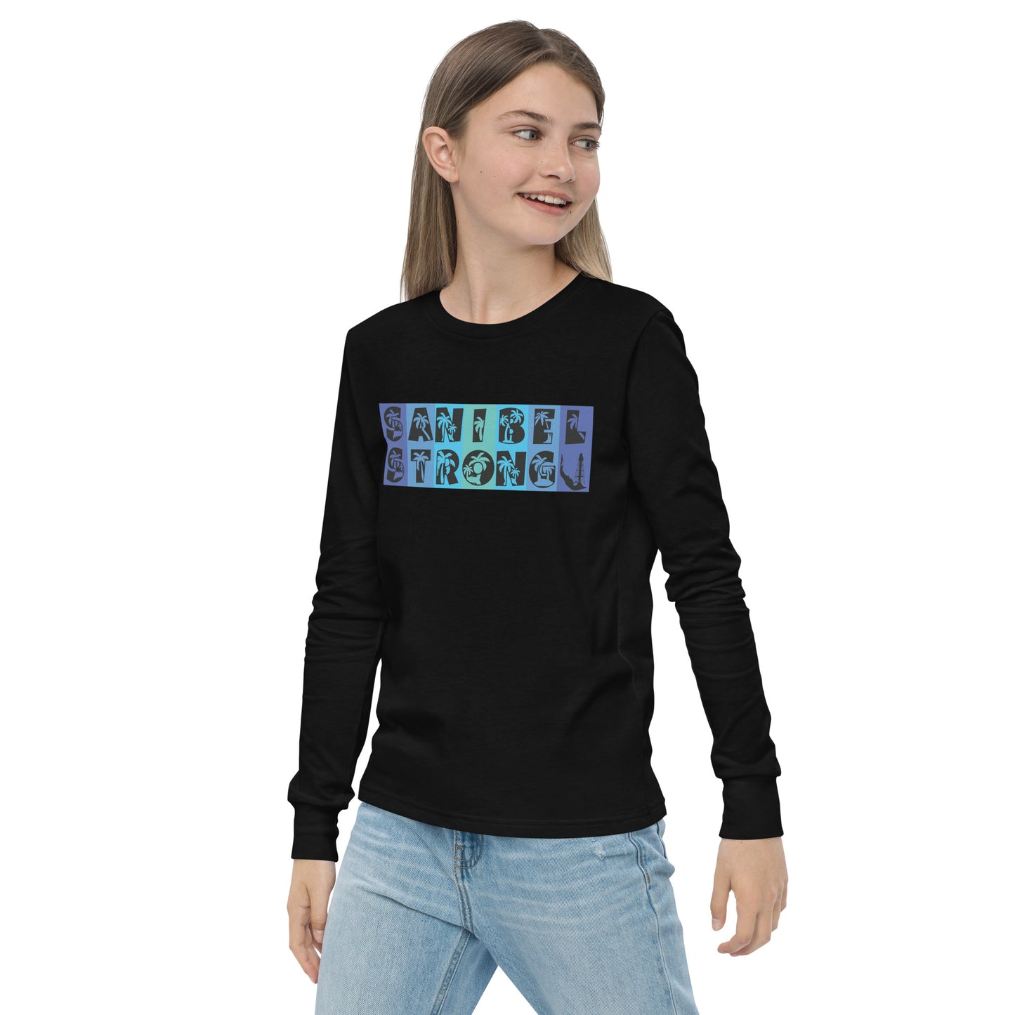 Sanibel Strong Youth Long Sleeve Shirt - Blue Design