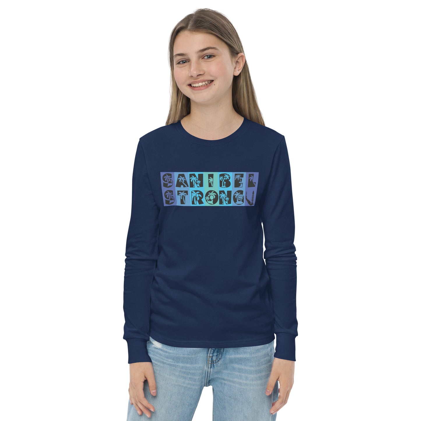 Sanibel Strong Youth Long Sleeve Shirt - Blue Design