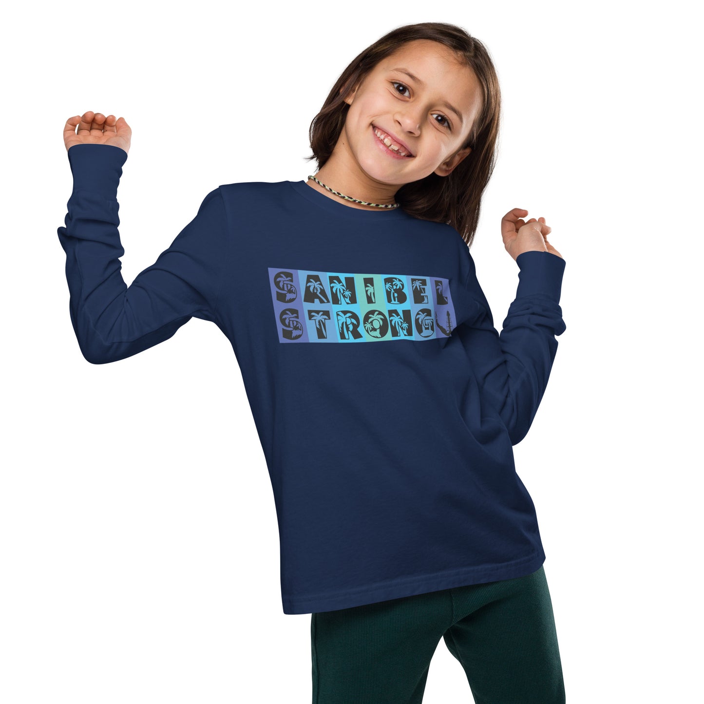 Sanibel Strong Youth Long Sleeve Shirt - Blue Design