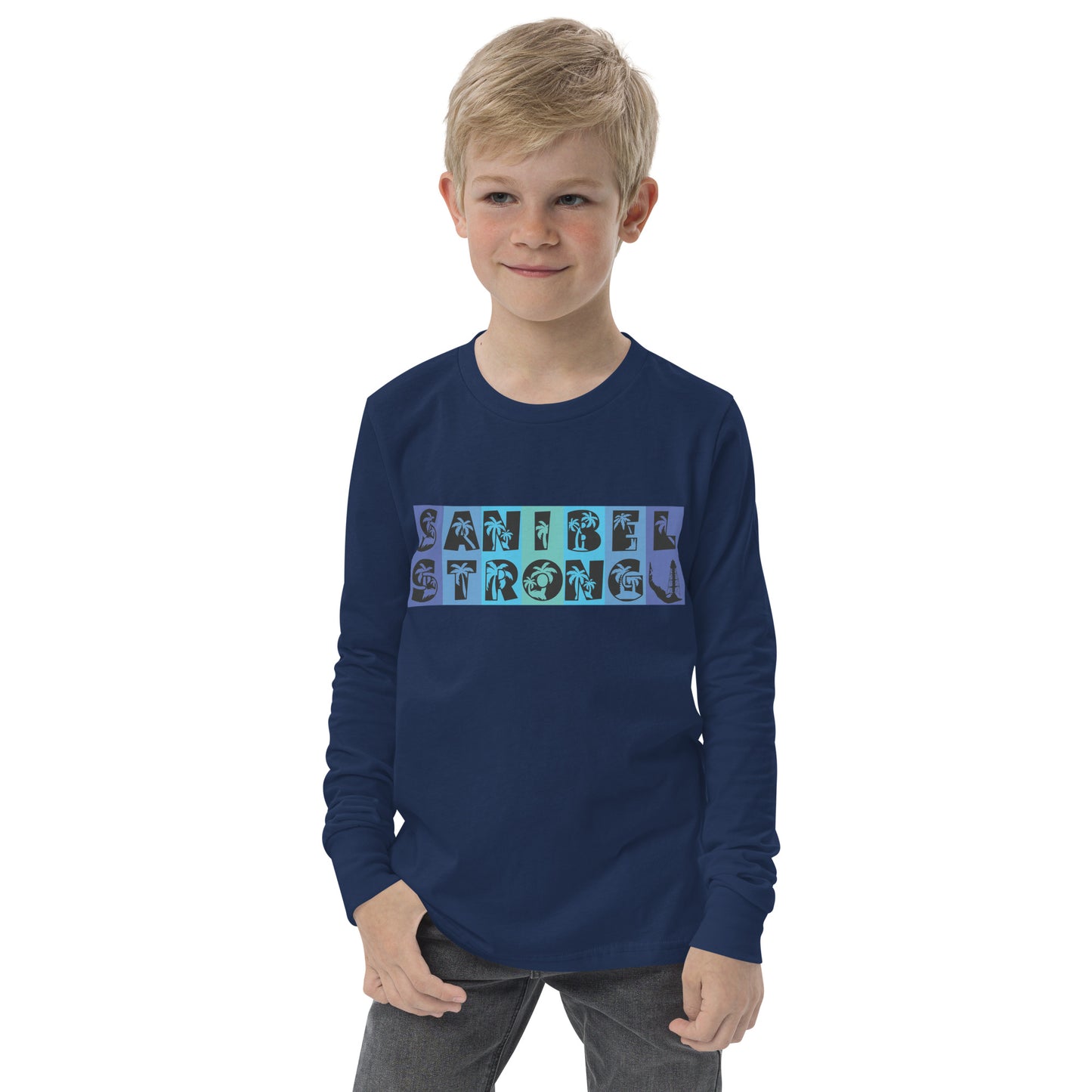 Sanibel Strong Youth Long Sleeve Shirt - Blue Design