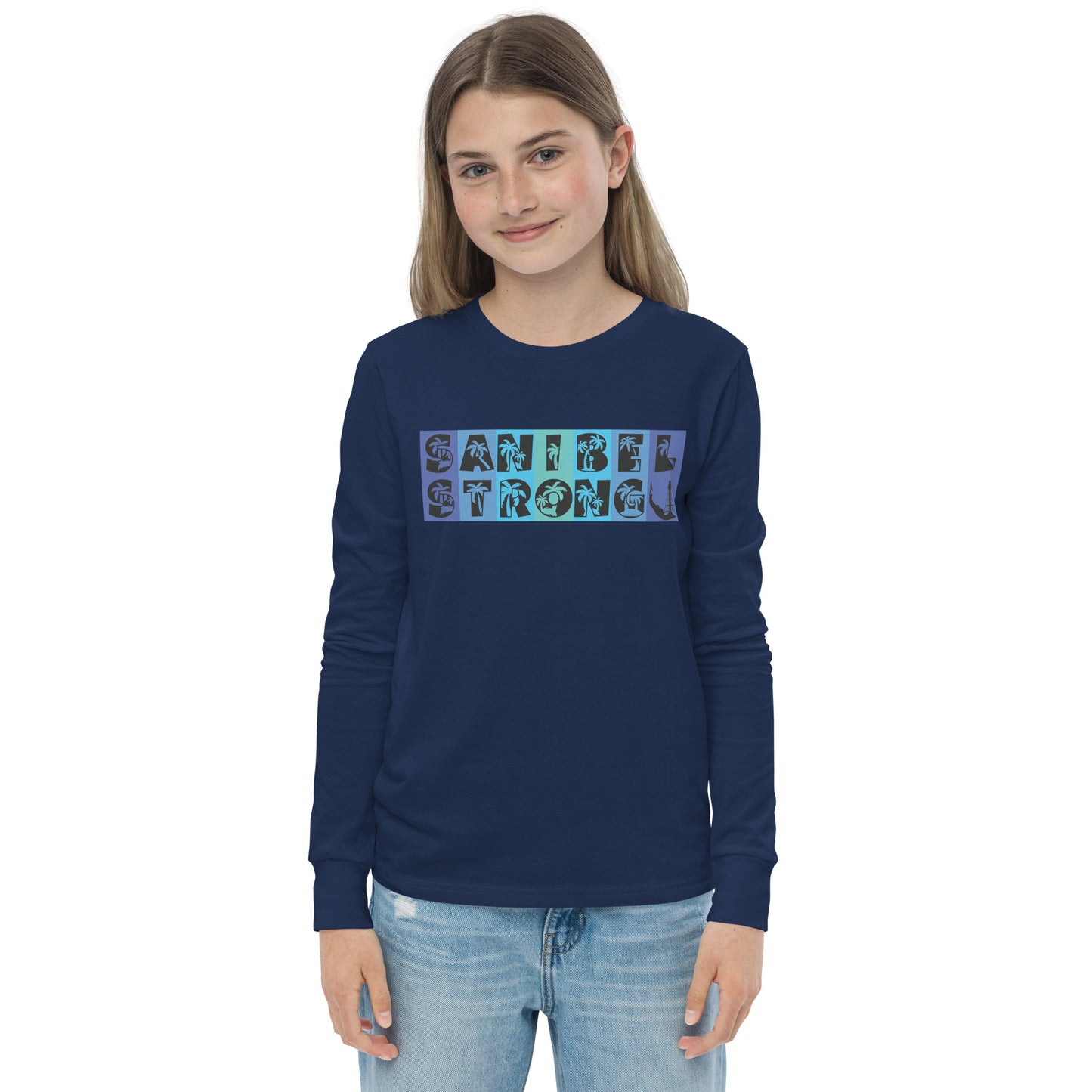 Sanibel Strong Youth Long Sleeve Shirt - Blue Design
