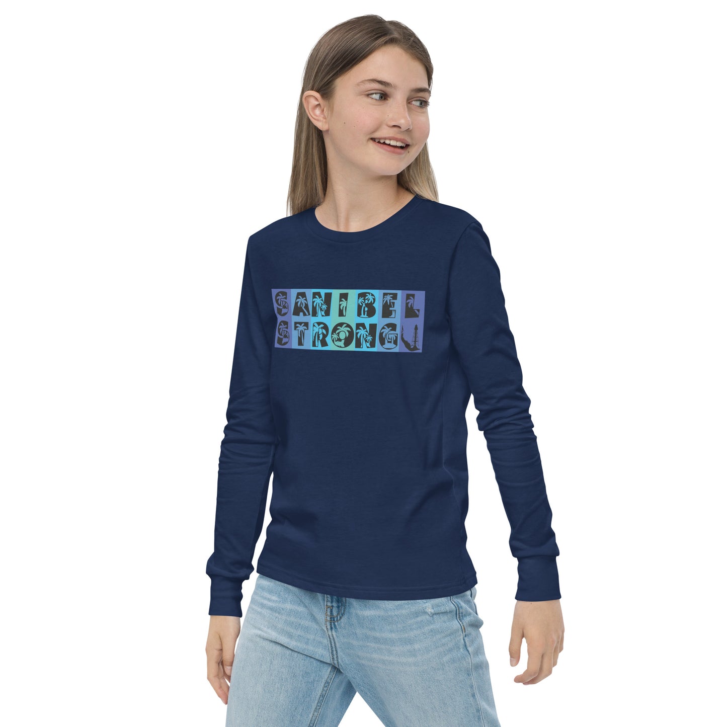 Sanibel Strong Youth Long Sleeve Shirt - Blue Design