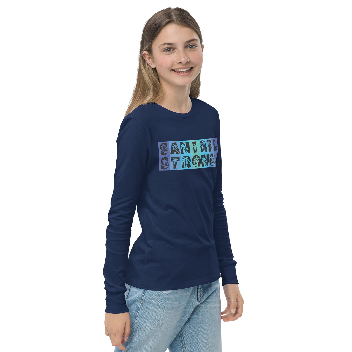 Sanibel Strong Youth Long Sleeve Shirt - Blue Design